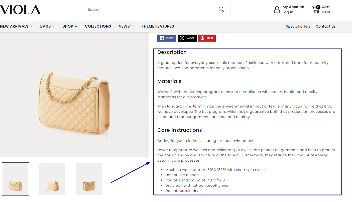Main features of the Viola Shopify theme 6